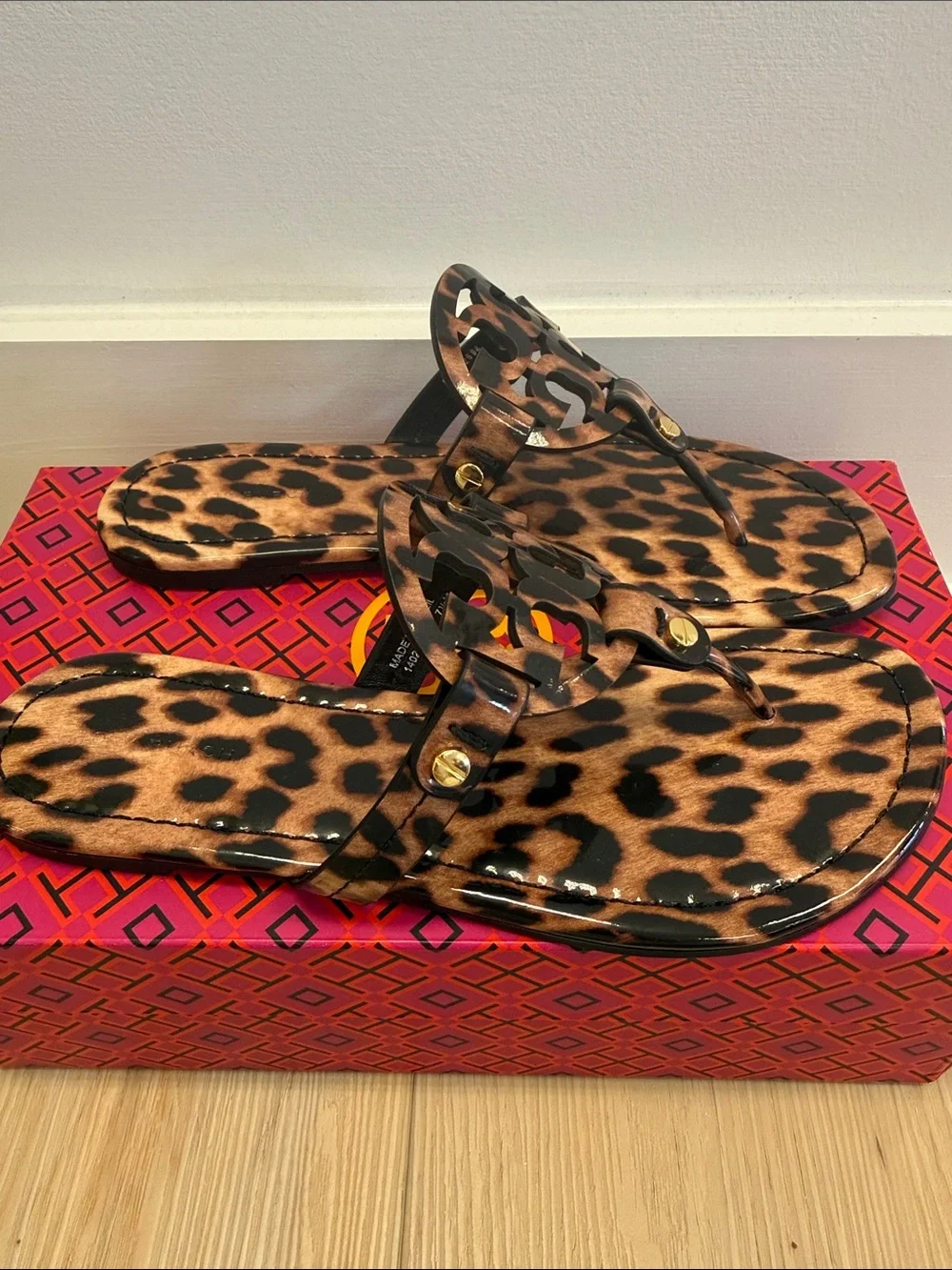 Tory Burch Leopard-Print Patent Miller Sandals - Brown/Black